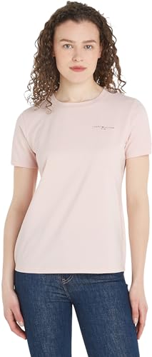 Tommy Hilfiger Damen T-Shirt Kurzarm 1985 Reg Mini Corp Logo C-Nk Ss Rundhalsausschnitt, Rosa (Whimsy Pink), XL von Tommy Hilfiger