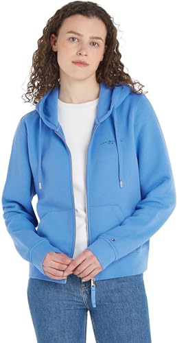 Tommy Hilfiger Damen Hoodie mit Reißverschluss 1985 Reg Mini Corp Zip Hoodie Zipper, Blau (Blue Spell), XS von Tommy Hilfiger