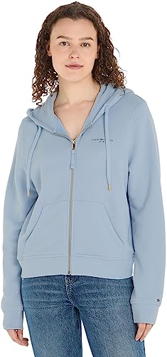 Tommy Hilfiger Damen Hoodie mit Reißverschluss Zipper, Blau (Breezy Blue), M von Tommy Hilfiger