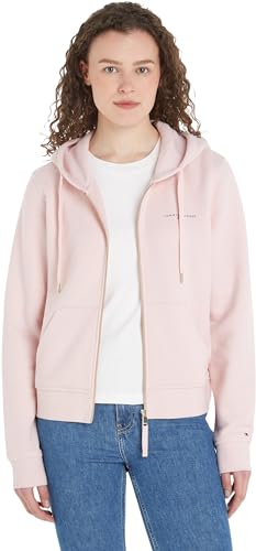 Tommy Hilfiger Damen Hoodie mit Reißverschluss 1985 Reg Mini Corp Zip Hoodie Zipper, Rosa (Whimsy Pink), S von Tommy Hilfiger