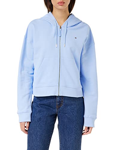 Tommy Hilfiger Damen Hoodie mit Reißverschluss 1985 Terry Zipper, Blau (Vessel Blue), L von Tommy Hilfiger