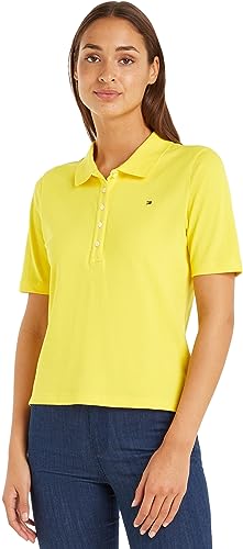 Tommy Hilfiger Damen Poloshirt Kurzarm Regular Fit, Gelb (Vivid Yellow), S von Tommy Hilfiger