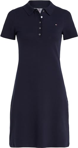 Tommy Hilfiger Damen Polokleid 1985 Pique Slim Fit, Blau (Desert Sky), L von Tommy Hilfiger