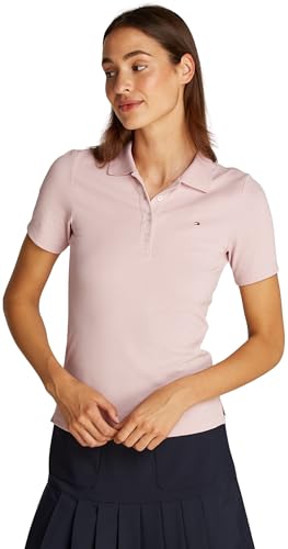 Tommy Hilfiger Damen Poloshirt Kurzarm 1985 Pique Slim Fit, Rosa (Foggy Pink), S von Tommy Hilfiger
