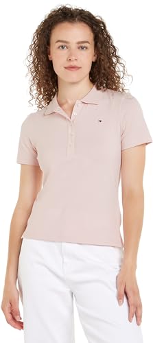 Tommy Hilfiger Damen Poloshirt Kurzarm 1985 Slim Pique Polo Ss Slim Fit, Rosa (Whimsy Pink), XXXL von Tommy Hilfiger