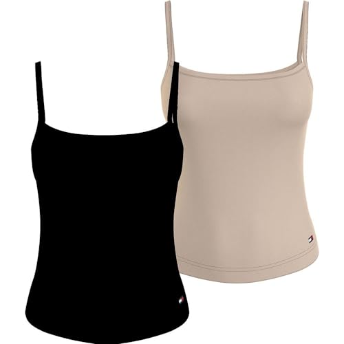 Tommy Hilfiger Damen Tops mit Stretch, Mehrfarbig (Black/Misty Blush), XL von Tommy Hilfiger