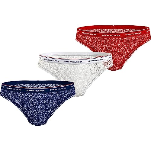 Tommy Hilfiger Damen 3 Pack Lace (EXT Sizes) UW0UW04897 Bikini Hose, Mehrfarbig (Desert Sky/White/Primary Red), S von Tommy Hilfiger