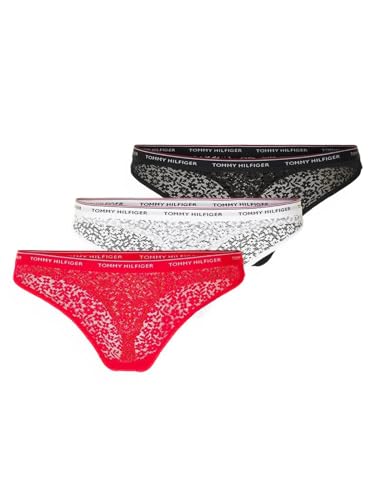 Tommy Hilfiger Damen 3 Pack Thong Lace (EXT Sizes) UW0UW04896 Stringtangas, Schwarz (Black/White/Light Pink), L von Tommy Hilfiger