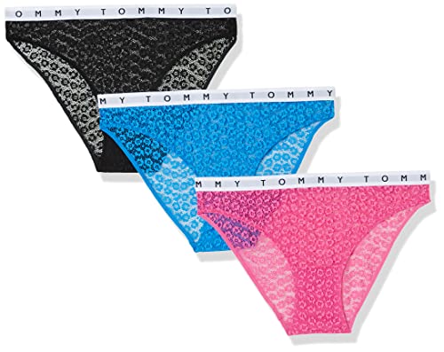 Tommy Hilfiger Damen 3P Full Lace UW0UW02522 Bikini Hose, Orange (Pink Amour/Deep Sky Blue/Black), L von Tommy Hilfiger