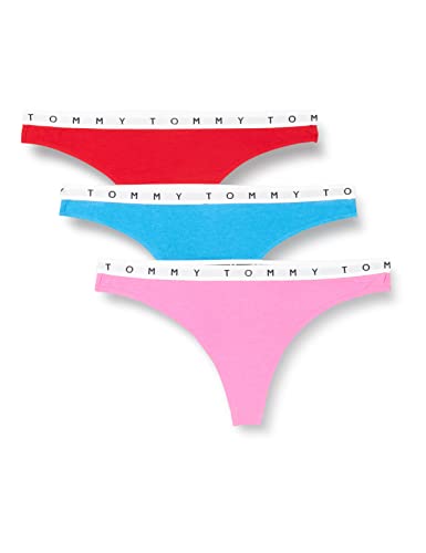 Tommy Hilfiger Damen 3P Thong UW0UW02521 Stringtangas, Beige (Deep Crimson/Pink Amour/Deep Blue), S von Tommy Hilfiger
