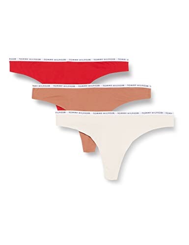 Tommy Hilfiger Damen 3P Thong Curve UW0UW04022 Stringtangas, Beige (Feather White/Copper Canyon/Empire), 3XL von Tommy Hilfiger