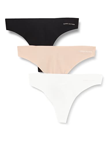 Tommy Hilfiger Damen 3P Thong Tangahöschen, Black/White/Misty Blush, M von Tommy Hilfiger