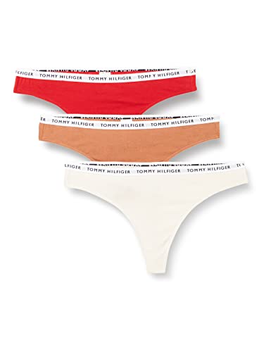 Tommy Hilfiger Damen 3P Thong Tangahöschen, Feather White/Copper Canyon/Empire, M von Tommy Hilfiger