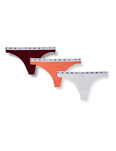 Tommy Hilfiger Damen 3P Thong Tangahöschen, Peach Dusk/Deep Rouge/White, M von Tommy Hilfiger