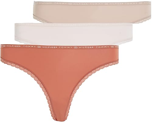 Tommy Hilfiger Damen 3er Pack Strings Tangas, Mehrfarbig (Mineralize/Balanced Beige/Pale Pink), M von Tommy Hilfiger