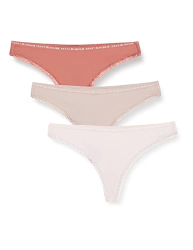 Tommy Hilfiger Damen 3er Pack Strings Tangas, Mehrfarbig (Mineralize/Balanced Beige/Pale Pink), S von Tommy Hilfiger