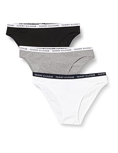 Tommy Hilfiger Damen 3er Pack Slips Unterwäsche, Mehrfarbig (Medium Grey Heather/White/Black), XS von Tommy Hilfiger