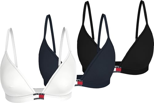 Tommy Hilfiger Damen 3er Pack BH Bralettes Triangle Ungepolstert, Mehrfarbig (Black/ Navy Rib/ White), XS von Tommy Hilfiger