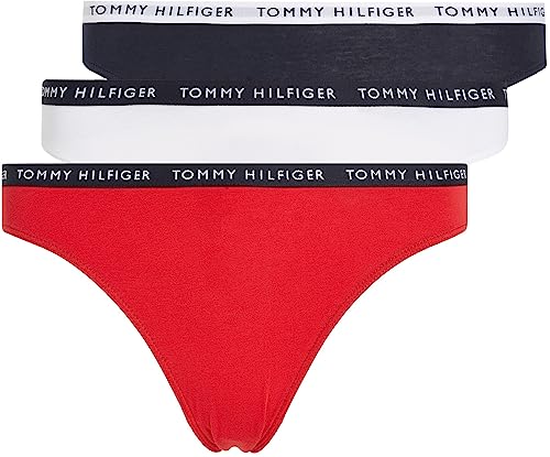 Tommy Hilfiger Damen 3er Pack Slips Unterwäsche, Mehrfarbig (Desert Sky/White/Primary Red), L von Tommy Hilfiger