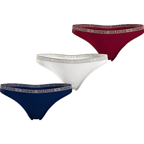 Tommy Hilfiger Damen 3er Pack Strings Lace Thong Tangas, Mehrfarbig (Des Sky/White/Rouge), L von Tommy Hilfiger