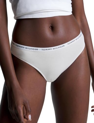 Tommy Hilfiger Damen 3P Thong Print (EXT Sizes) UW0UW04558 Stringtangas, Blau (Stripe/White/Light Pink), XL von Tommy Hilfiger