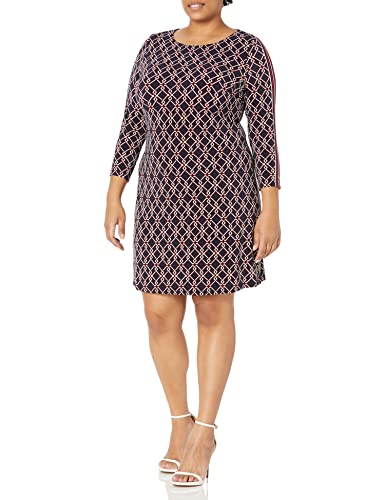 Tommy Hilfiger Damen Versatile 3/4 Sleeve Shift Dress Kleid, Sky Captain Multi, 36 von Tommy Hilfiger