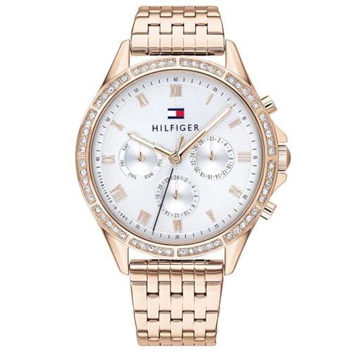 Tommy Hilfiger Multi Zifferblatt Quarz Uhr für Damen mit Rotgoldfarbenes Edelstahlarmband - 1782143 von Tommy Hilfiger