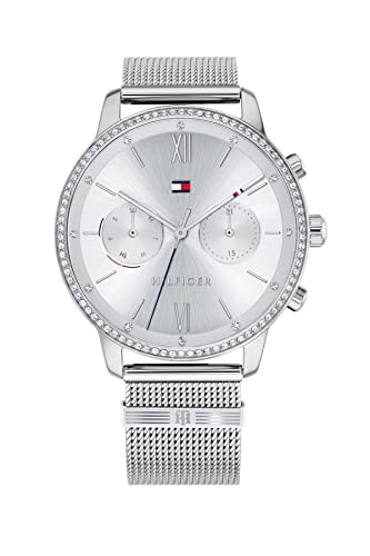 Tommy Hilfiger Multi Zifferblatt Quarz Uhr für Damen mit Silbernes Edelstahl-Mesh-Gliederarmband - 1782301 von Tommy Hilfiger
