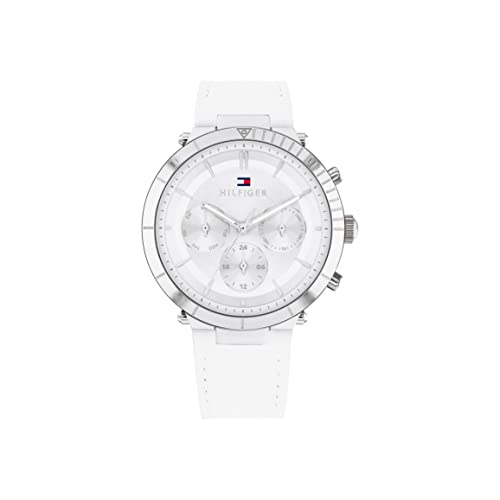 Tommy Hilfiger Multi Zifferblatt Quarz Uhr für Damen mit Weisses Lederarmband - 1782352 von Tommy Hilfiger