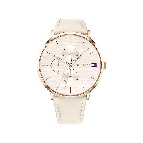 Tommy Hilfiger Multi Zifferblatt Quarz Uhr für Damen mit Beiges Lederarmband - 1781948 von Tommy Hilfiger