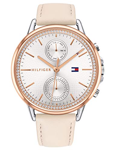 Tommy Hilfiger Multi Zifferblatt Quarz Uhr für Damen mit Rötliches Lederarmband - 1781913 von Tommy Hilfiger