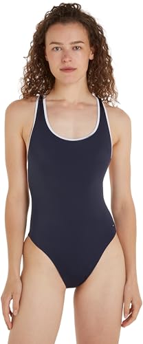 Tommy Hilfiger Damen Badeanzug Racerback One Piece Sportlich, Blau (Desert Sky), M von Tommy Hilfiger