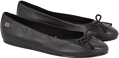 Tommy Hilfiger Damen Ballerinas Essential Leather Elegant, Schwarz (Black), 36 von Tommy Hilfiger