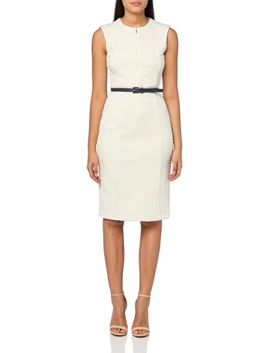 Tommy Hilfiger Damen Belted Textured Mini Knit Jacquard Sheath Dress Kleid, Perle (Pearl), 36 von Tommy Hilfiger