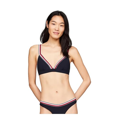 Tommy Hilfiger Damen Bikini Oberteil Triangel ohne Bügel, Blau (Desert Sky), L von Tommy Hilfiger