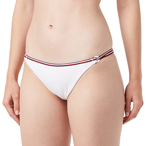 Tommy Hilfiger Damen Bikinihose mit Flaggen Logo, Weiß (Th Optic White), L von Tommy Hilfiger