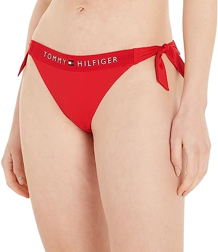 Tommy Hilfiger Damen Bikinihose Seitliche Schnürung Side Tie Cheeky Sport, Rot (Primary Red), XS von Tommy Hilfiger