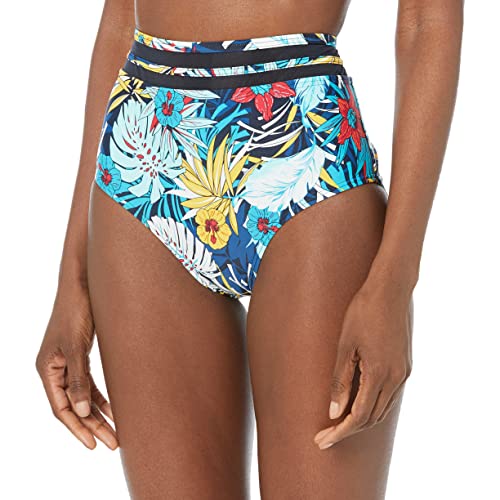 Tommy Hilfiger Damen Bikinihose mit hoher Taille Bikini-Unterteile, Aloha Sky Captain, Large von Tommy Hilfiger