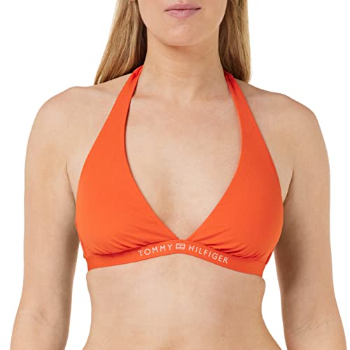 Tommy Hilfiger Damen Bikinitop Triangle Herausnehmbare Polster, Orange (Deep Orange), XS von Tommy Hilfiger
