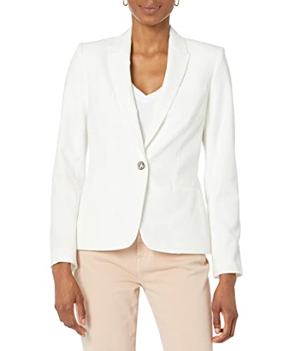 Tommy Hilfiger Damen Blazer - Business Jacke mit schmeichelhafter Passform und Ein-Knopf-Verschluss, Elfenbein, 36 von Tommy Hilfiger