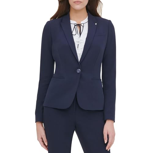 Tommy Hilfiger Damen Blazer - Business Jacke mit schmeichelnder Passform und Einknopfverschluss, Dark Midnight, 8 von Tommy Hilfiger