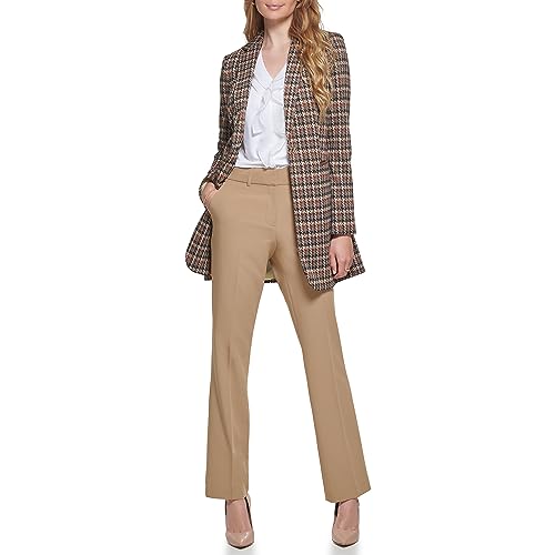 Tommy Hilfiger Damen Blazer - Business Jacke mit schmeichelnder Passform und Einknopfverschluss, Klassisch Schwarz Multi, 46 von Tommy Hilfiger