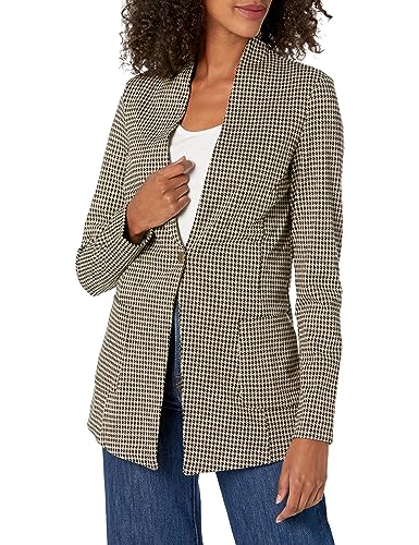 Tommy Hilfiger Damen Blazer - Business Jacke mit schmeichelnder Passform und Einknopfverschluss, Schwarz Multi Line, 38 von Tommy Hilfiger