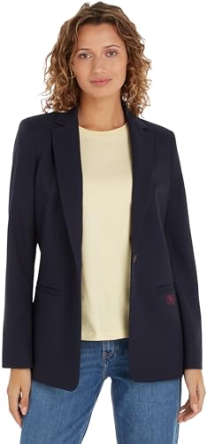 Tommy Hilfiger Damen Blazer Regular Elegant, Blau (Desert Sky), 44 von Tommy Hilfiger