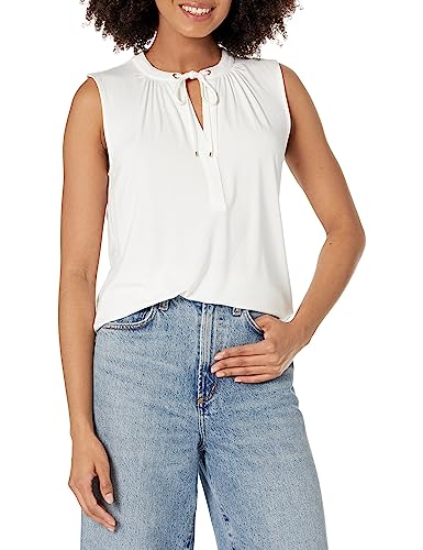 Tommy Hilfiger Damen Bluse Arbeitsoberteil Ärmellos Stricktop, Brght Wht, X-Groß von Tommy Hilfiger