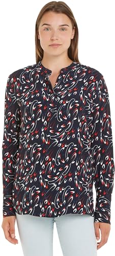 Tommy Hilfiger Damen Bluse Hemdbluse, Mehrfarbig (Small Ribbon Print/ Desert Sky), 32 von Tommy Hilfiger