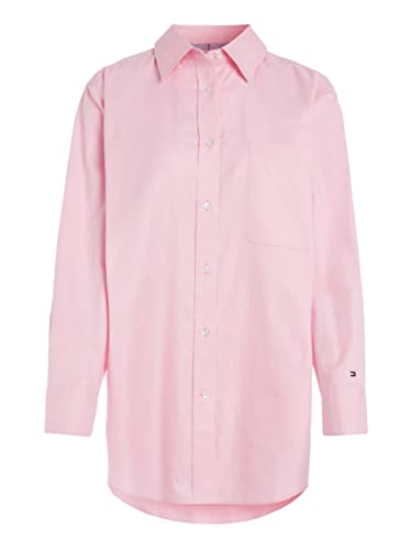 Tommy Hilfiger Damen Bluse Oxford Oversized Shirt LS Iconic pink - 36 von Tommy Hilfiger