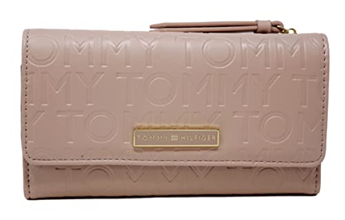 Tommy Hilfiger Damen Blush Pink Logo Debossed Checkbook Wallet Clutch Bag von Tommy Hilfiger