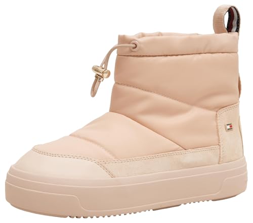 Tommy Hilfiger Damen Boots Flag Nylon Mini Snowboot Plateau, Beige (Misty Blush), 41 von Tommy Hilfiger