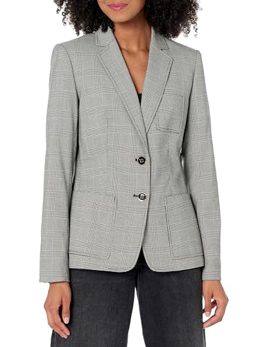 Tommy Hilfiger Damen Business Jacke mit schmeichelnder Passform und EIN-Knopf-Verschluss Blazer, Schwarz/Elfenbein, 38 von Tommy Hilfiger